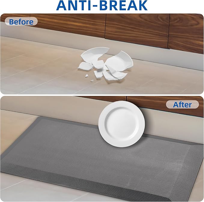 Anti Fatigue Kitchen Mats for Floor, Grey 9/10 Extra Thick Cushioned Standing Desk Mat, Comfort Memory Foam Ergonomic Kitchen Rugs and Mats Non-Slip Waterproof for Office, Kitchen, Sink, 20" x 32"
