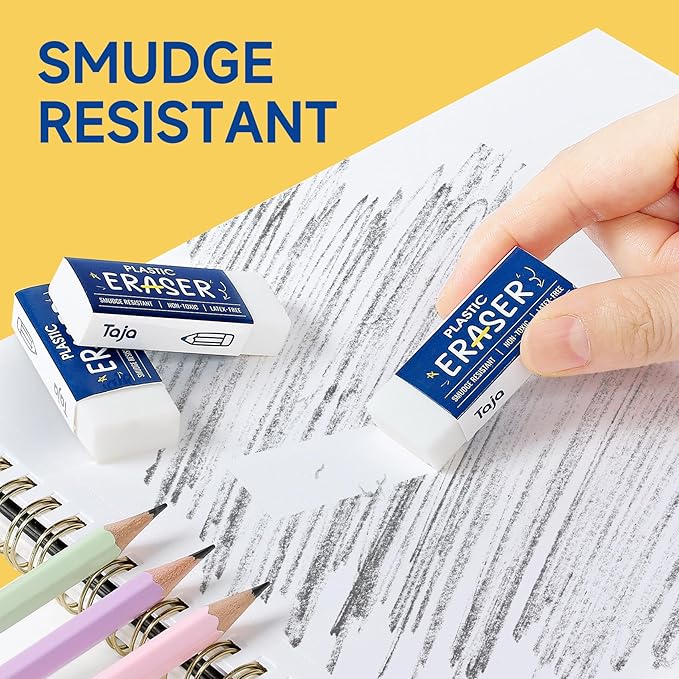 144 Pack White Erasers Bulk, Large Pencil Erasers for School, Classroom, Teacher, Homeschool, and Office Supplies