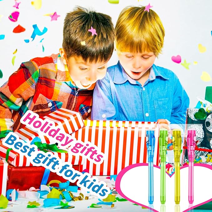 20 Pieces Invisible Ink Pen with UV Light Spy Pen Magic Marker for Kids Party Favors Ideas Gifts Easter Day Halloween Christmas Gifts