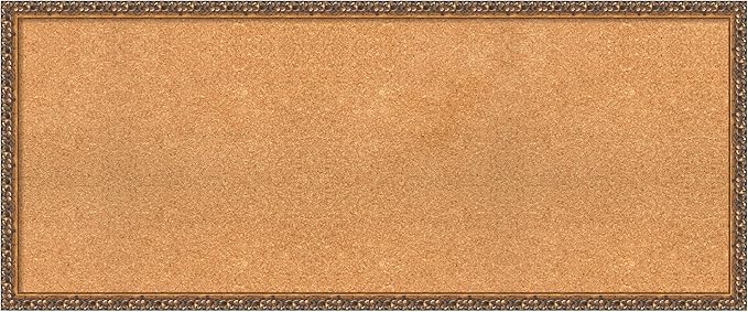 Amanti Art Natural Cork Board for Wall, 20x48 Vision Board with Bronze Frame, Oversize Corkboard Office Decor for Home Organization, Traditional Corkboard Pinboard to Display Items for Home