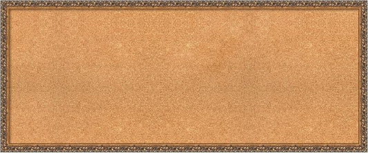 Amanti Art Natural Cork Board for Wall, 20x48 Vision Board with Bronze Frame, Oversize Corkboard Office Decor for Home Organization, Traditional Corkboard Pinboard to Display Items for Home
