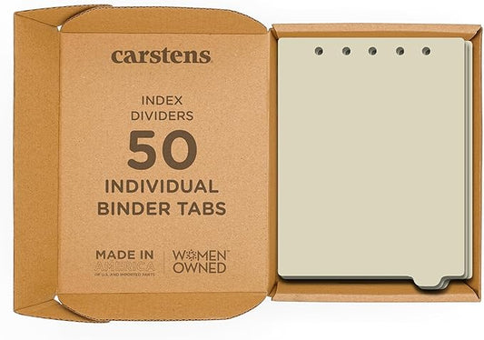 Carstens - Heavy Duty Plastic Ring Binder Dividers, Bottom Tab, 1/9 Cut, Tab 8 Position, US Letter, Pale Green, Case of 50, (2619-17CS) - Ideal Medical Chart Dividers or Index Tabs for 3 Ring Binders