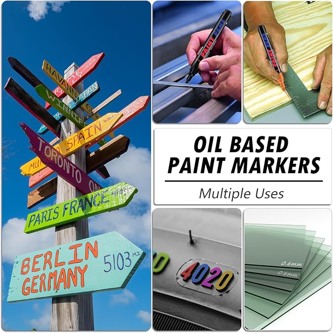 Green Paint Pens Paint Markers - 2 Pack Permanent Quick Dry Waterproof Marker Pens for Rocks Wood Fabric Plastic Canvas Glass Mugs Metal Tire Stone