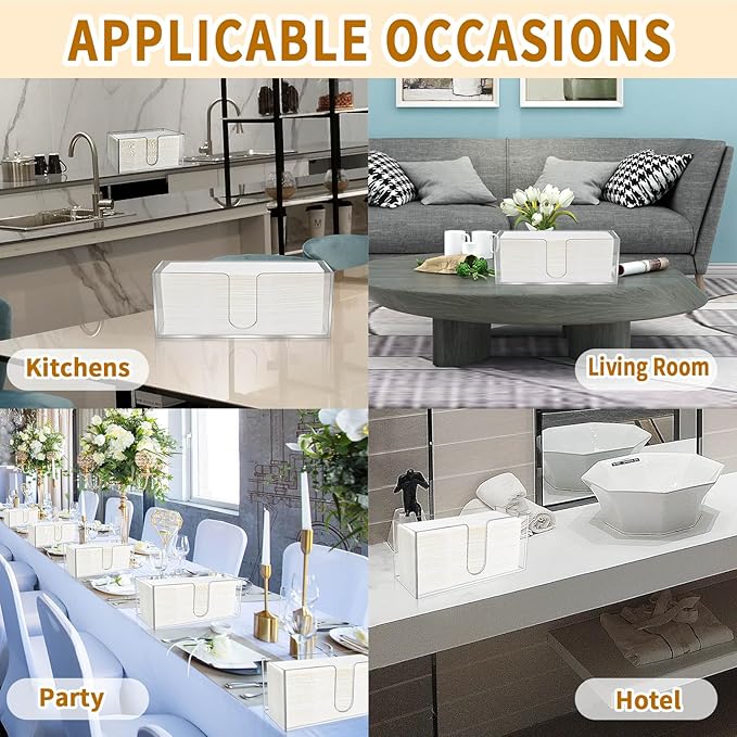 2Pack Acrylic Countertop Paper Towel Holder, Paper Towel Dispenser Countertop/Acrylic Napkin Holder(5mm Acrylic) C-fold or MultiFold Trifold Paper Towels for Bathroom, Kitchen,Restaurant (2)