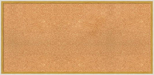 Amanti Art Natural Cork Board for Wall, 19x39 Vision Board with White Frame, Large Corkboard Office Decor for Home Organization, Modern Corkboard Pinboard to Display Items for Home Organization in