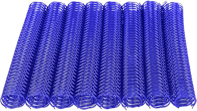 100 Pack Double Loop Wire Binding Spines, YolieraArt Wire Binding Spines, 7/16 Inch Binding Wire for Letter Size (80 Sheet Capacity, 100P, 3:1 Pitch, Blue)