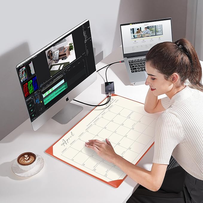 Gannyfer Desk Calendar 2025-2026 with Desktop Mat, Simplified Large 22" x 17" Desktop Pad Calendar, 18 Month Table Calendar from Jan 2025 to Jun 2026, Office Supplies Perfect for Home School and Office - Orange