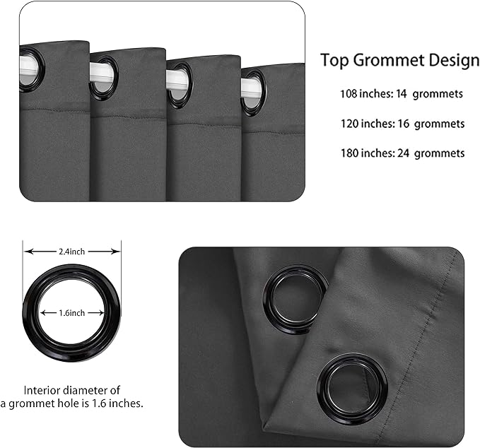 BONZER Extra Wide Room Divider Curtain Total Privacy Wall Grommet Top Thermal Insulated Blackout Curtains for Slide Window, 108L x 108W Inch (9L x 9W ft), 1 Panel, Dark Grey