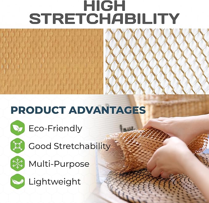 HexcelWrap Mini - Honeycomb Packing Paper, Eco-Friendly, Sustainable Paper Bubble Wrap for Shipping & Moving, Cushioned Packing Material in Dispenser - Natural, Pallet of 40, 12" x 750'