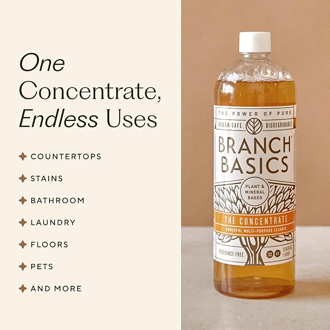 Branch Basics Concentrate REFILL- Multi-surface All Purpose Cleaner Concentrate - Laundry, Kitchen, and Bathroom Cleaner (33.8 Oz) Fragrance-Free