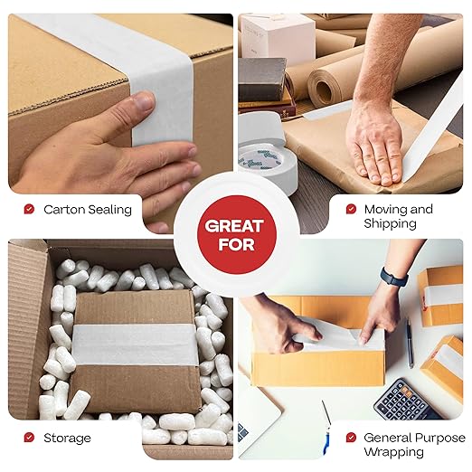 IDL Packaging 3" x 375 feet Reinforced Water-Activated Kraft Gummed Tape 70lb Thickness (Pack of 6) - Secure Paper Packing Tape for Secure Carton Sealing - Heavy-Duty for All Conditions, Brown