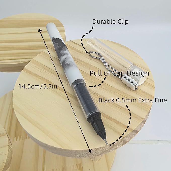 Fengtaiyuan LQB05P12 Straight Liquid Ballpoint Pen - Black Ink, 0.5mm Bullet Head, Smooth Writing, 12 Count (Black05P12)