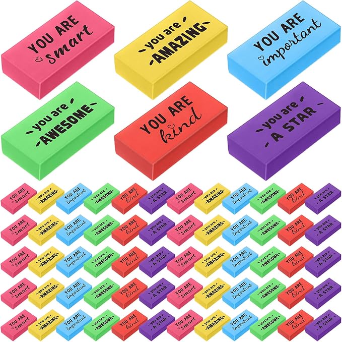180 Pcs Inspirational Erasers for Kids Christian Pencil Erasers Bulk, Back-to-School Gifts Motivational and Cute Supplies for Students Classrooms, Drawing (Multicolor,Motivational)