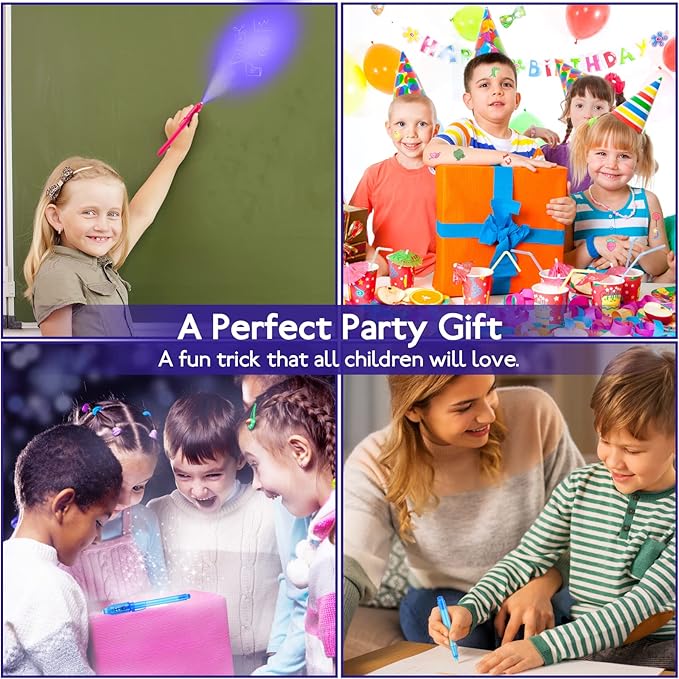 30PCS Invisible Ink Pens with UV Light, Party Favors for Kids, Spy Pens, Magic Pen Disappearing Ink for Writing Secret Message, Classroom Prizes, Stocking Stuffers