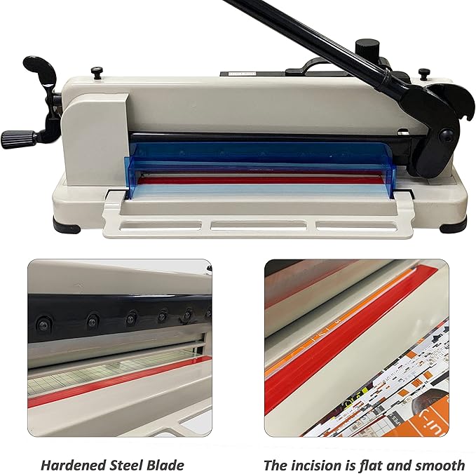 HFS(R) Heavy Duty Guillotine Paper Cutter 400 Sheet Capacity | Solid Steel Construction (A4-12'' Paper Cutter)