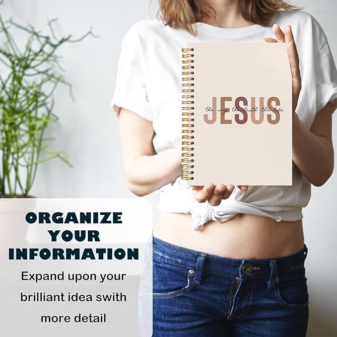 BearCake Boho Christian Notebook Journal, Christian Gifts for Women, Bible Notebooks for Note Taking, Bible Journaling Notebook, Jesus the Way the Truth the Life Hardcover Spiral Notebook 5.5x8.3