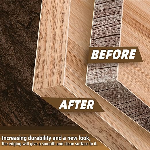 GSCIT Club Red Oak Wood Veneer, 12 inch x 25ft Wood Edge Banding Preglued Flexible, Veneer Tape Banding for Cabinet Repair Furniture