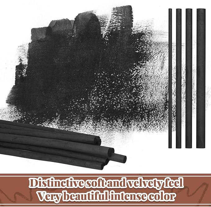 Gueevin 24 Pcs Willow Charcoal Sticks, Willow Charcoal, Artists, Beginners, Students, Perfect for Sketching, Drawing, Shading, and Fine Art (2-4mm，4-5mm，5-7mm，7-9mm)