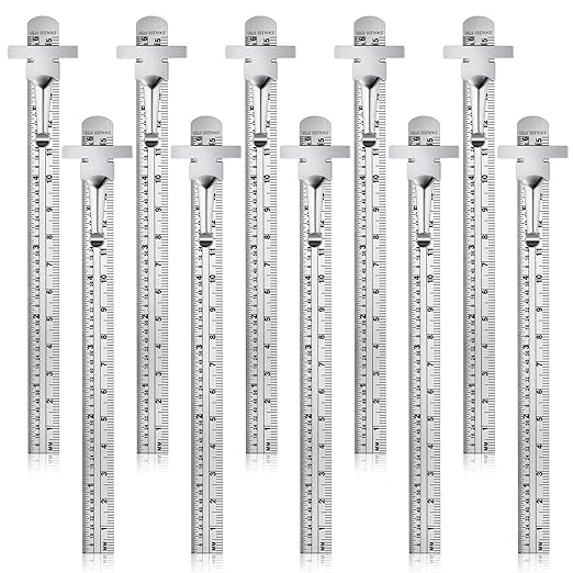 6 Inch 15 cm Pocket Ruler Flexible Precision Stainless Steel Ruler with Detachable Clips Stainless Steel Pocket Clip Scale Gauge Metric British System(10 Pieces)