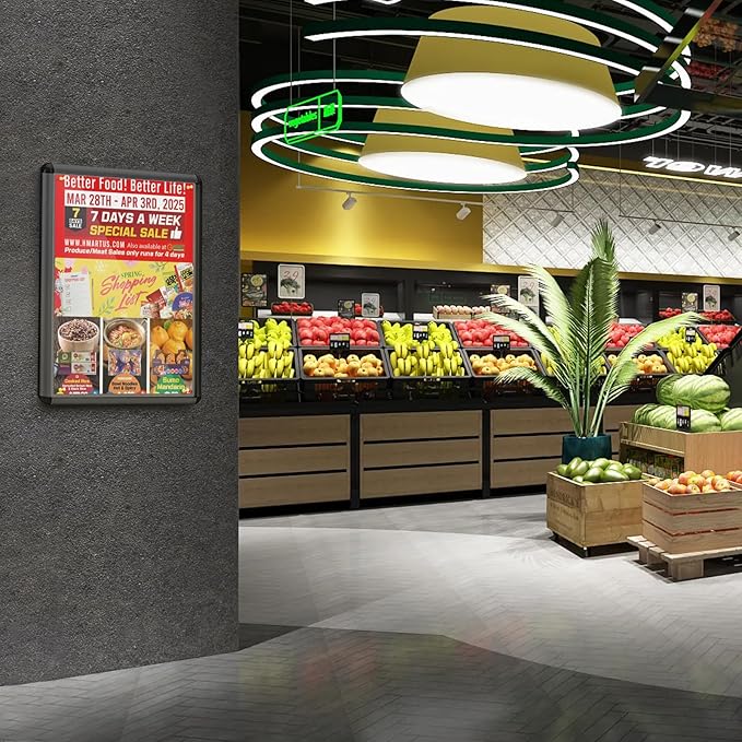 Enclosed Bulletin Board Lockable Display Case Message Board with Locking Door for Indoor, Grey Felt, Black Aluminum Frame, 28 X 26 in