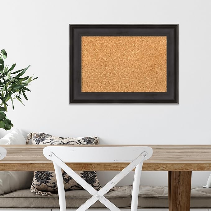 Amanti Art Natural Cork Board for Wall, 16x22 Vision Board with Black Wood Frame, Small Corkboard Office Decor for Home Organization, Casual Corkboard Pinboard to Display Items for Home Organization