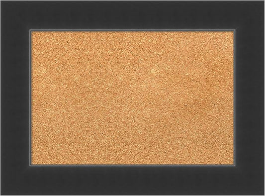 Amanti Art Natural Cork Board for Wall, 17x23 Vision Board with Black Wood Frame, Small Corkboard Office Decor for Home Organization, Modern Corkboard Pinboard to Display Items for Home Organization
