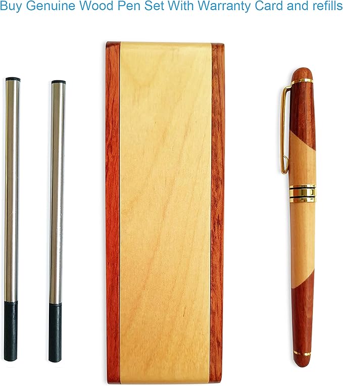 Best Wooden Gel Pen Gift Set with Handmade Rollerball Designer Pen Holder Box and Refills, Business Ballpoint Pen with Fancy Journaling Pen Display Case