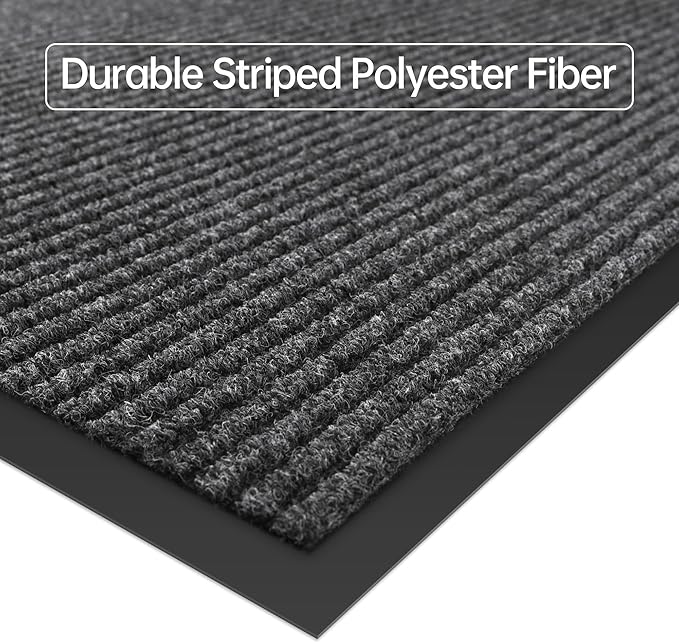 Front Door Mat, 4' x 8' Heavy Duty Indoor Outdoor Door Mat for Entryway, Commercial Door Mats Entrance, Low Profile Welcome Mats Non-Slip, Durable Rubber Backing Entry Mat for Patio, Home