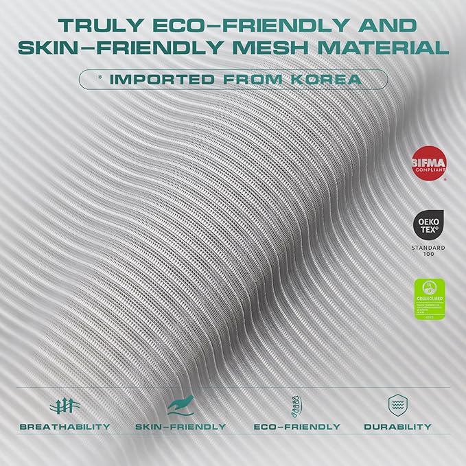 COLAMY Ergonomic Mesh Office Chair, High Back Computer Executive Desk Chair with Adjustable Headrest and 4D Arms, Slide Seat, Tilt Lock-Light Grey