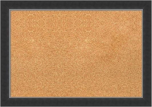 Amanti Art Natural Cork Board for Wall, 19x27 Vision Board with Black Wood Frame, Medium Corkboard Office Decor for Home Organization, Modern Contemporary Corkboard Pinboard to display items for home