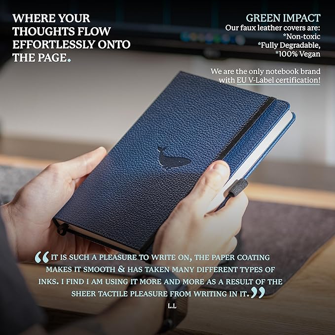 Dingbats Wildlife Dotted Journal A5 - Vegan Leather Hard Cover, Ideal for Work, Travel - Pocket, Elastic Closure, Bookmark