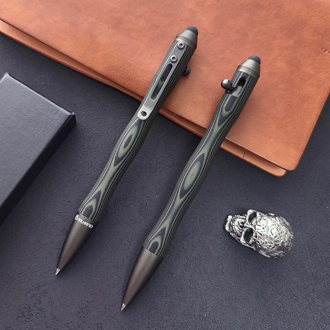 Cool Hand 5.7'' Bolt Action Pens, EDC Ballpoint Ink Refillable, Stylus for Touch Screen, G10 Body w/Pocket Clip, Ergonomic Grip, with a Free Refill, 5375-G