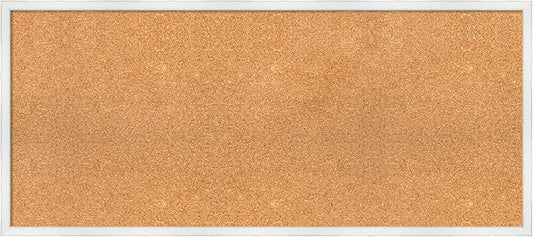 Amanti Art Natural Cork Board for Wall, 19x43 Vision Board with White Frame, Oversize Corkboard Office Decor for Home Organization, Country Rustic Corkboard Pinboard to Display Items for Home