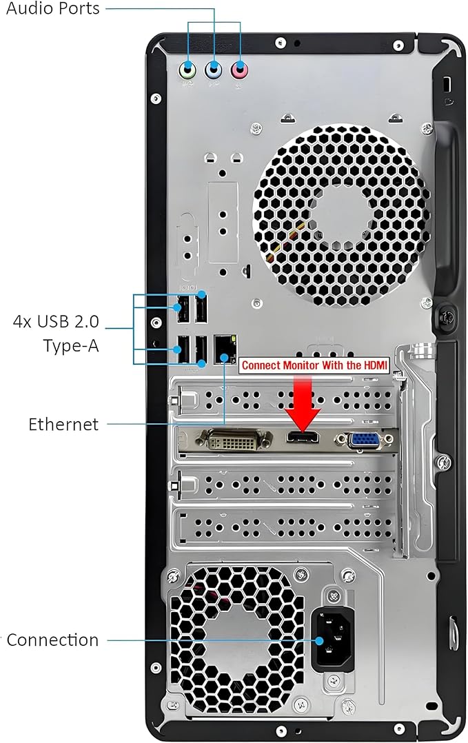 HP Pavilion Tower Desktop Computer, Intel 8-Core i7-10700F up to 4.8GHz, 16GB DDR4 RAM, 1TB PCIe SSD, GeForce GT 610 2GB, WiFi 6, Bluetooth, RJ-45, Type-C, KB & Mouse, Black, Windows 11 Pro, Tichang