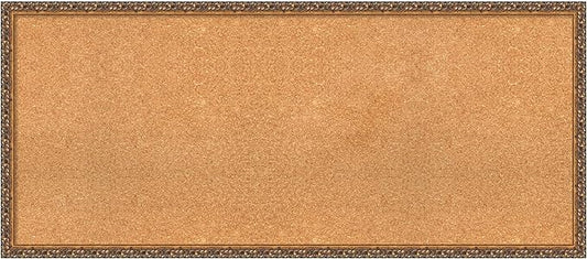 Amanti Art Natural Cork Board for Wall, 22x50 Vision Board with Bronze Frame, Oversize Corkboard Office Decor for Home Organization, Traditional Corkboard Pinboard to Display Items for Home