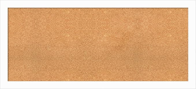 Amanti Art Natural Cork Board for Wall, 23x51 Vision Board with White Frame, Oversize Corkboard Office Decor for Home Organization, Casual Corkboard Pinboard to Display Items for Home Organization in