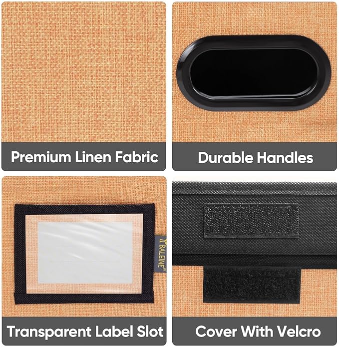 BALEINE File Organizer Box with Lid, Collapsible File Folder Organizer with Plastic Slide, Hanging File Folder Box for Office Document Storage (1 Pack, Orange)