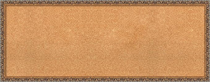 Amanti Art Natural Cork Board for Wall, 18x46 Vision Board with Bronze Frame, Oversize Corkboard Office Decor for Home Organization, Traditional Corkboard Pinboard to Display Items for Home