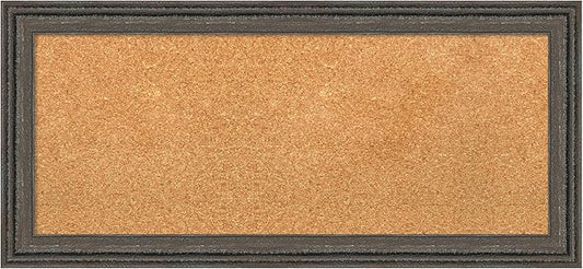 Amanti Art Natural Cork Board for Wall, 15x33 Vision Board with Brown Wood Frame, Medium Corkboard Office Decor for Home Organization, Rustic Farmhouse Corkboard Pinboard to display items for home