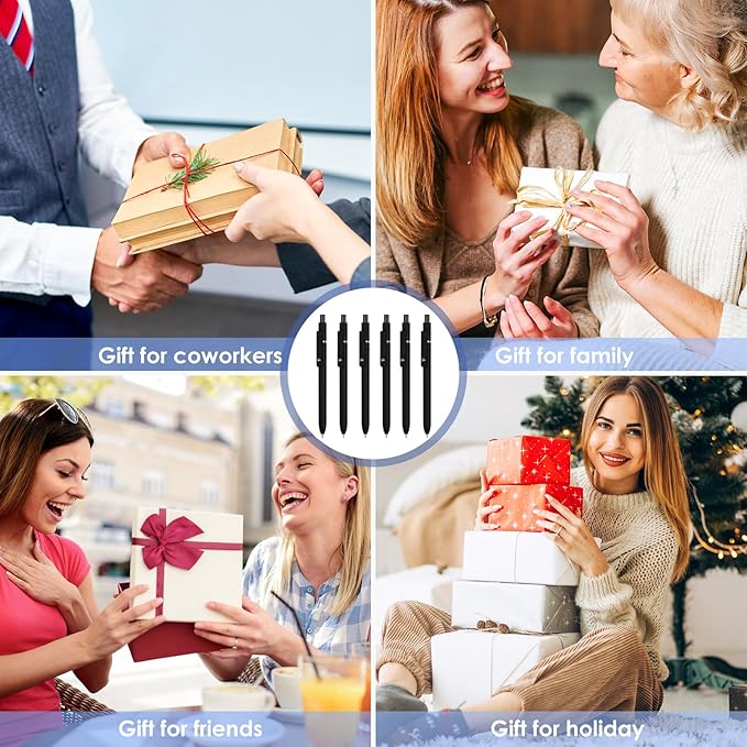 Gel Pens, 6PCS 0.5mm Black Ink Fine Point Pens With Smooth Writing, School Office Supplies, Anniversary Birthday Gifts for Men Women, Quick Dry Pen For Journaling, Nurse Aesthetic Pen (Elegant Black)