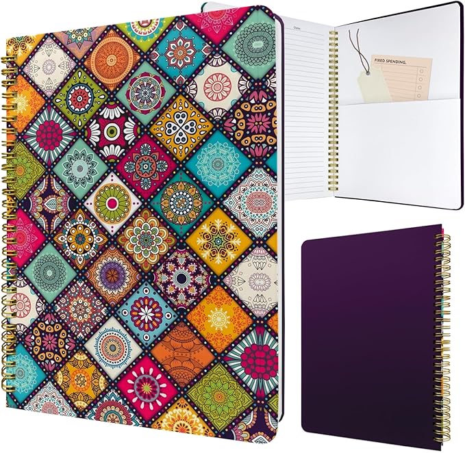 Cute Spiral Notebook journal B5 Aesthetic Pretty Design for Women Girls Kawaii with Pocket, 10 x 7.2 inch, Lined, Art