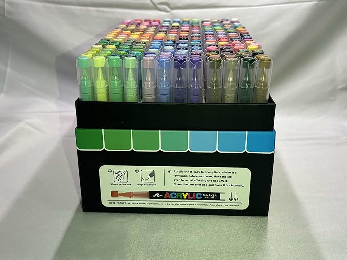 240 Colors Acrylic Paint Markers Set, Soft Brush Tip Pens for Rock, Wood, Canvas, Glass, Ceramic, Fabric, DIY Craft Projects – Waterproof, Quick-Dry, Vibrant Ink for Artists & Beginners