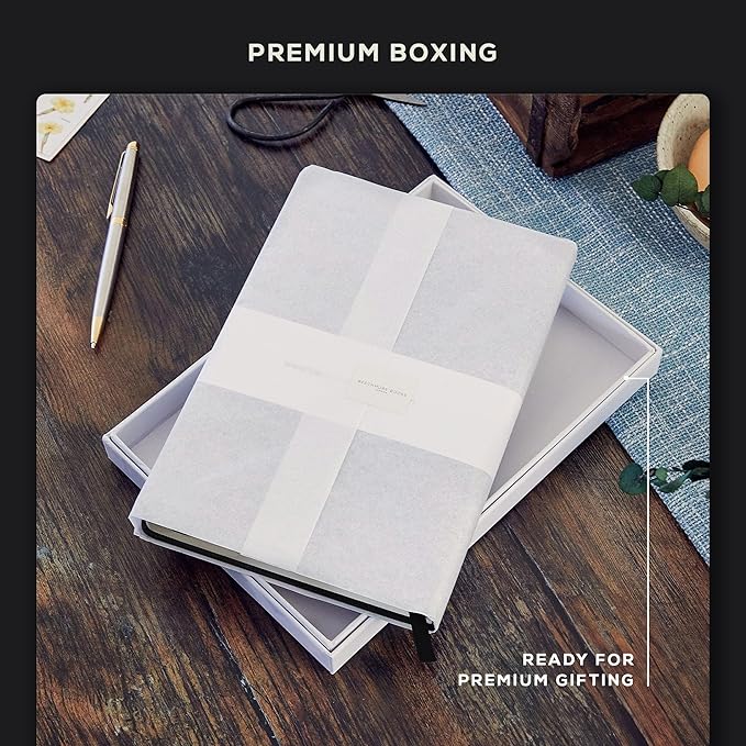 BEECHMORE BOOKS Lined Journal Notebook, 5.8 x 8.3 inch, A5 160 Lined Pages, Hardcover Leather Journals for Women, Men, Writing and Notebooks for Work - 120 GSM Thick Paper, Gifts Box Included