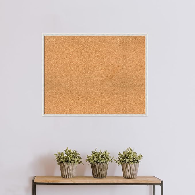 Amanti Art Natural Cork Board for Wall, 29x37 Vision Board with White Frame, Large Corkboard Office Decor for Home Organization, Modern Corkboard Pinboard to Display Items for Home Organization in