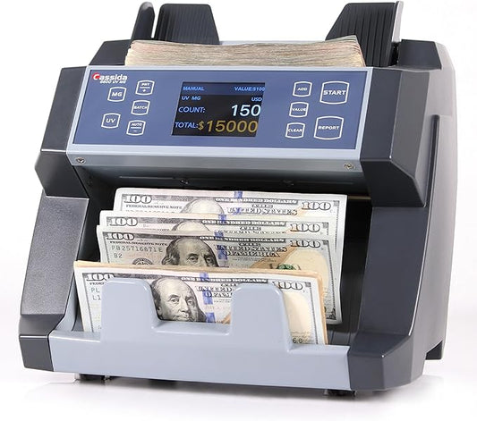 Cassida 6600 UV/MG – USA Business Grade Money Counter with UV/MG/IR Counterfeit Detection – Top Loading Bill Counting Machine w/ValuCount™, Add and Batch Modes – Fast Counting Speed 1,400 Notes/Min