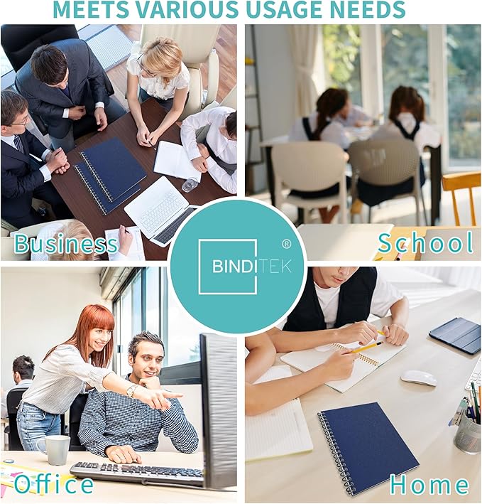 Binditek 25 Pack 16 Mil Sand-Textured Polycover, Heavy Weight Binding Front and Back Covers, Lightly Sanded Finish, 8-1/2" x 11", Square Corners, Un-Punched, Navy, Office Supplies