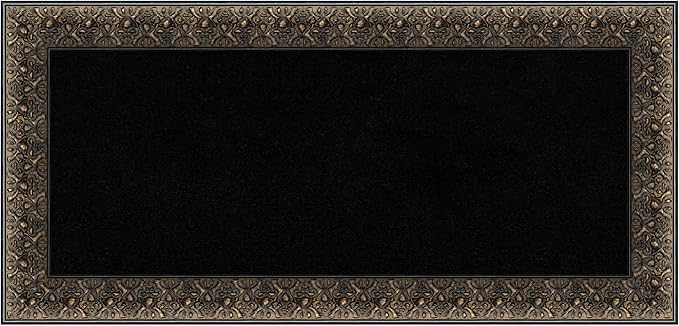 Amanti Art Black Cork Board for Wall, 17x35 Vision Board with Black Wood Frame, Medium Corkboard Office Decor for Home Organization, Traditional Corkboard Pinboard to Display Items for Home