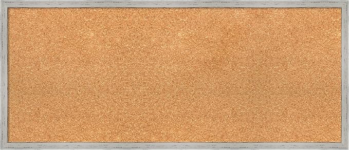 Amanti Art Natural Cork Board for Wall, 15x35 Vision Board with White Frame, Medium Corkboard Office Decor for Home Organization, Cottage Corkboard Pinboard to Display Items for Home Organization in
