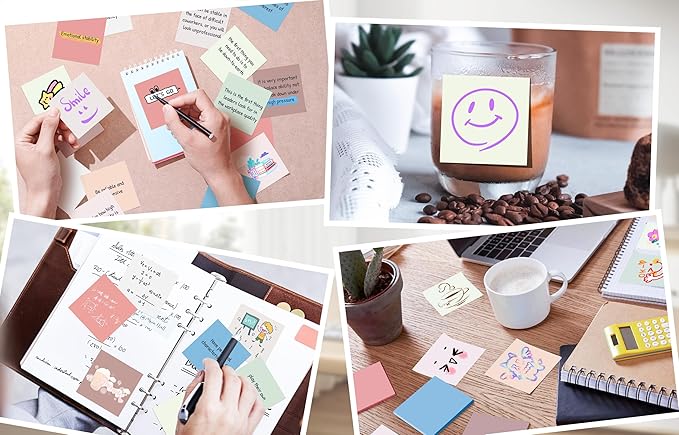 (18 Pack) Sticky Notes 3x3 in Post, Vintage Colors, Sticky Pads, Strong Adhesive, Recyclable, Self-Stick Pads, Easy to Post for Home, Office, Notebook