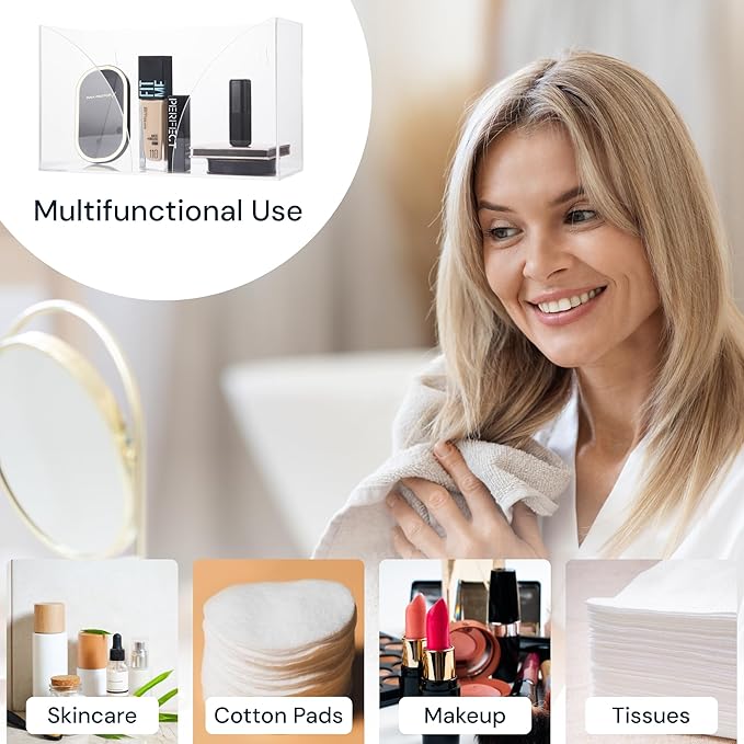 Countertop Paper Towel Holder Dispenser - Clear Acrylic Storage Holder for Kitchen or Bathroom Use for Multifold, C Fold, Trifold, Z Fold Hand Towel Napkins - Commercial or Home Use